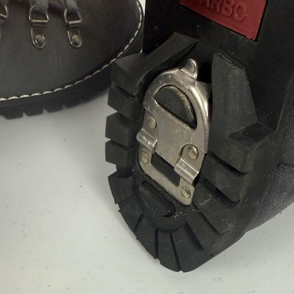 Barbo Gray Suede Leather Fur-Trim Lace-Up Winter Ankle High Boots Metal Cleats - Picture 11 of 14